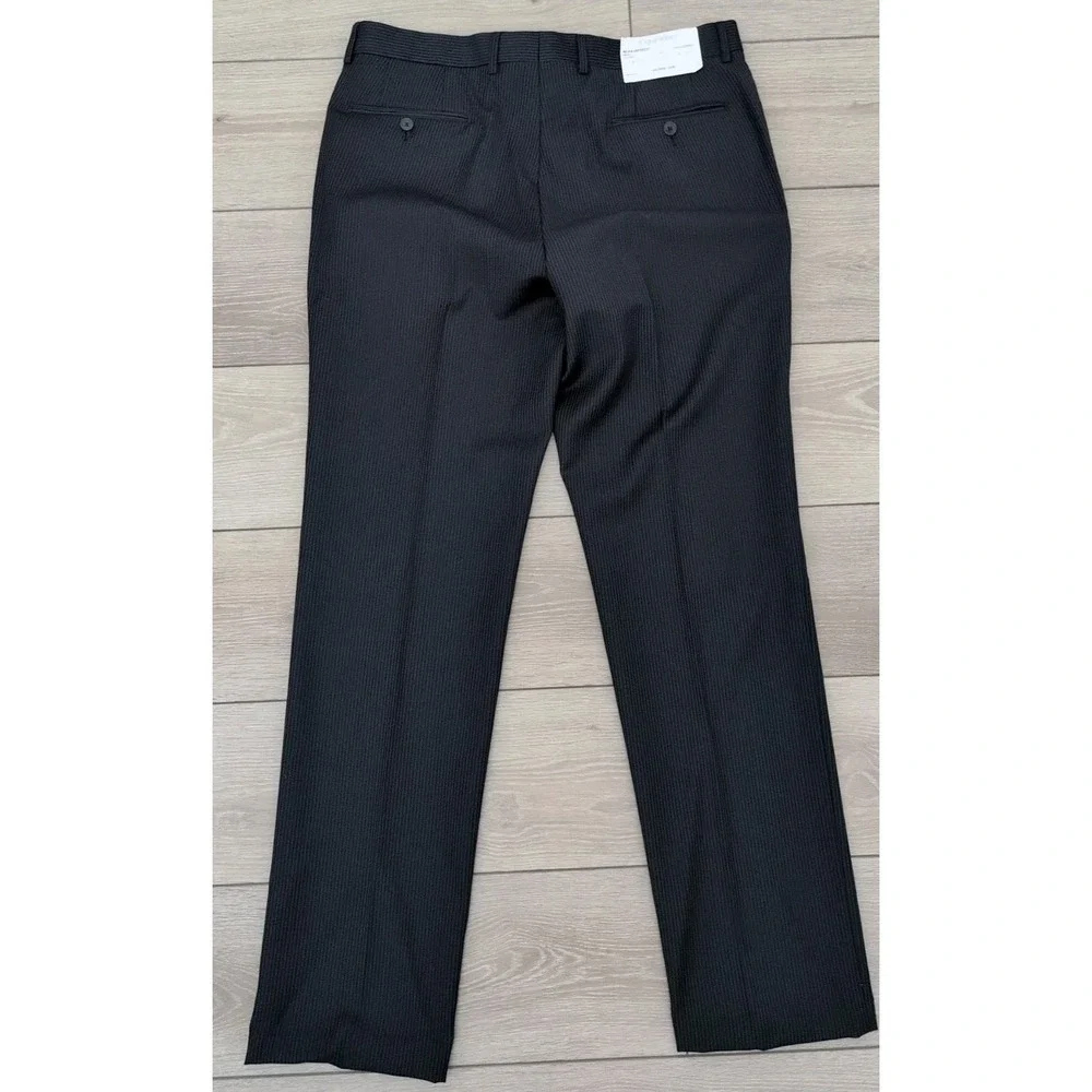 Calvin Klein Suit Mens 40L 34W Navy Pinstripe‎ Wool 2 Piece MLKA2 Malik NWT
